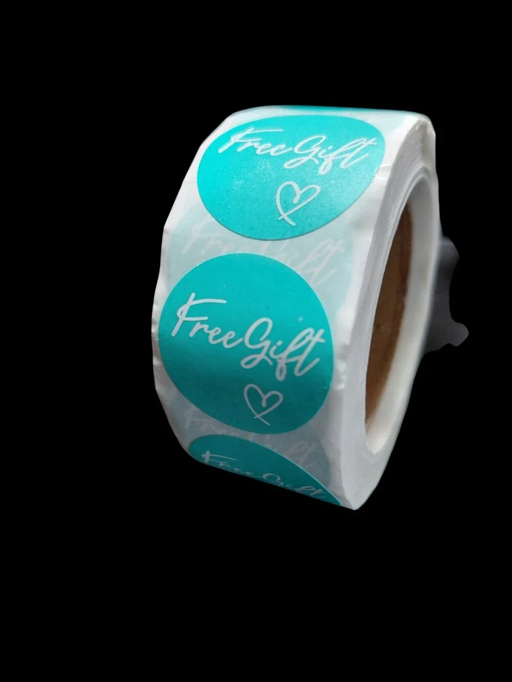 500ct. Aqua 'Free Gift' Round Sticker - Bonus 3 Random Polymailers